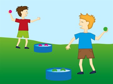 Animeret illustration af to drenge der leger vandkamp 